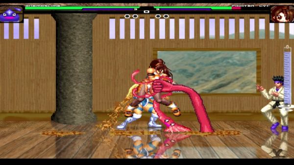 Animated fighters clash in a steamy threesome inside a digital arena on breastful.com