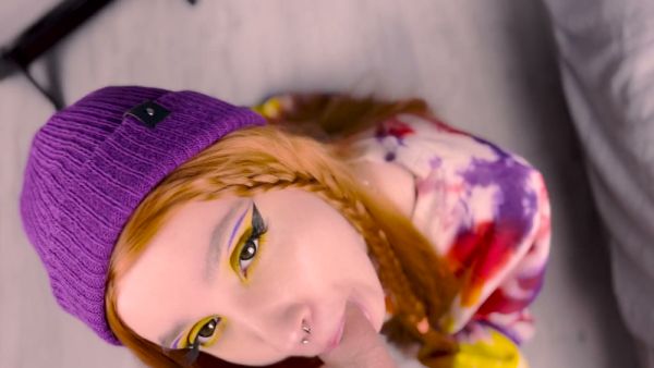 Fiery redhead in fishnets teases with her ass after a deep blowjob on breastful.com