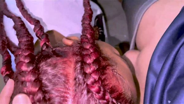Curvy ebony beauty with red braids submits to rough domination and deepthroat on breastful.com