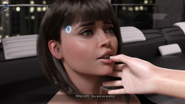 Blonde android with cybernetic features rides her dark-haired lover using a strapon on breastful.com