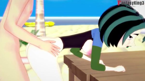 Green-haired gothic babe takes it rough on the beach in animated fantasy - Canada on breastful.com