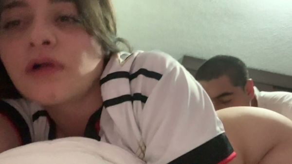 Dark-haired couple heat up the bedroom after the game on breastful.com