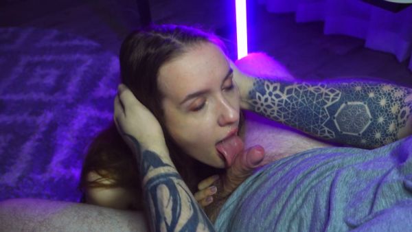Petite brunette gives deep slobbering blowjob until tears in reality session on breastful.com
