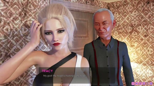 Young blonde seduces gray-haired motel owner in animated fantasy scene on breastful.com