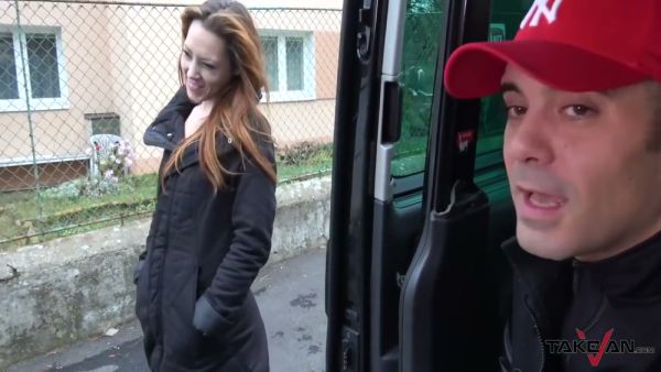 Tattooed redhead MILF spreads her legs in the backseat for oral on breastful.com