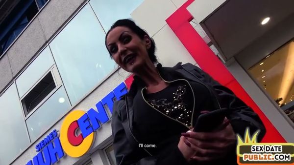 Mature woman meets stranger for intense car encounter on city streets on breastful.com