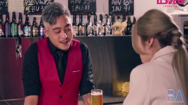 Young blonde Asian woman shares an intimate evening with an older man on breastful.com