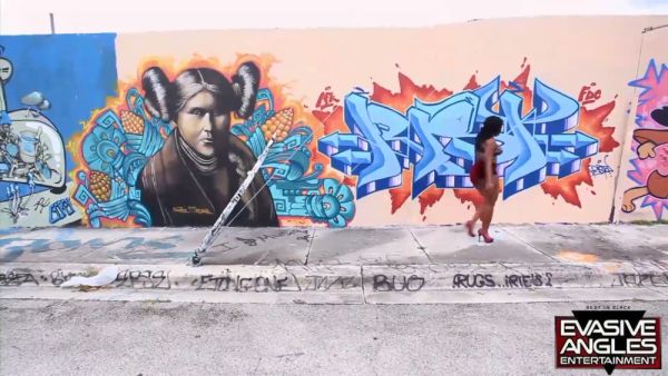 Mia Milan meets Roland at the graffiti wall and takes his BBC deep in the tub on breastful.com