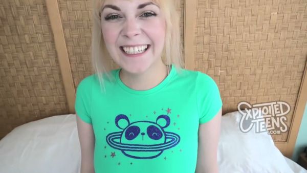 Blonde amateur faces the camera in a candid casting session on breastful.com