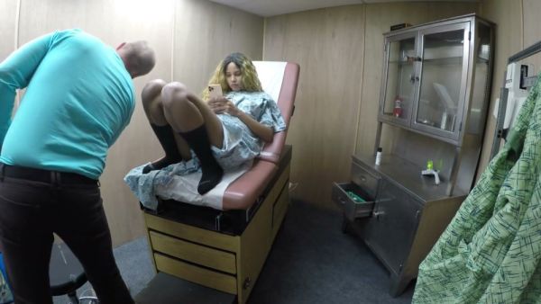 Blonde patient with hairy pussy undergoes intimate medical exam on breastful.com