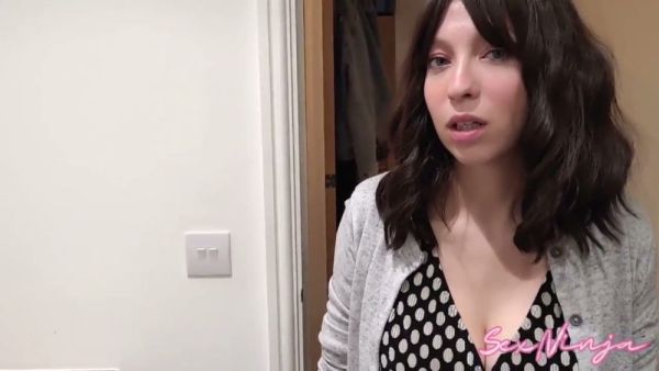 Mature woman in polka dots explores her pussy alone after kitchen chores on breastful.com
