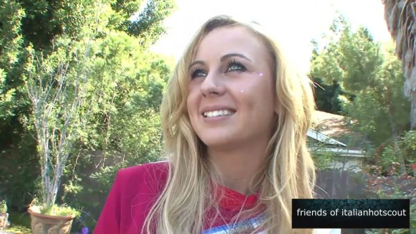Blonde cheerleader in red skirt gets double teamed outdoors on breastful.com