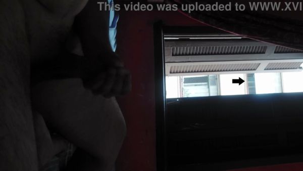 Man exposes himself to curious neighbors during late-night hotel masturbation on breastful.com