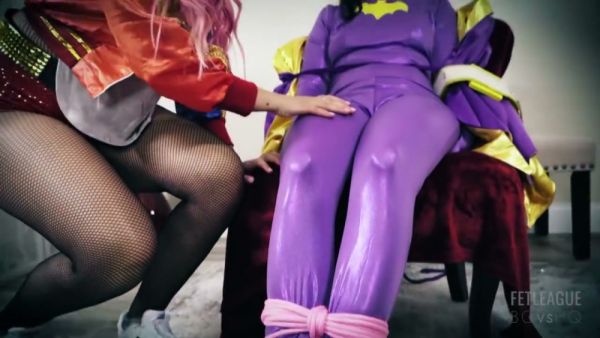Two lesbians explore bondage and toys in a kinky session with masks and rope on breastful.com