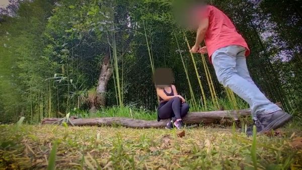 Yoga girl cheats on her partner with a stranger in a bamboo forest on breastful.com
