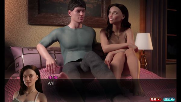 Blonde woman receives oral sex on a pink bed in a realistic CGI scene on breastful.com