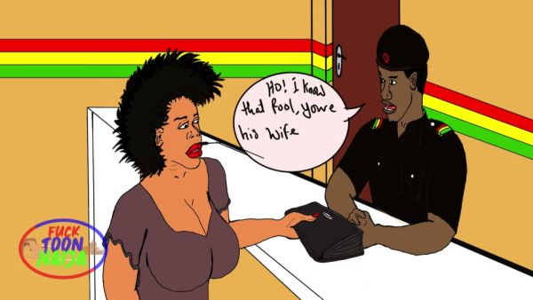 Mature African wife enters prison deal to free her jailed husband in animated cartoon on breastful.com