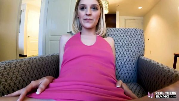 Blonde Maria Anjel auditions with bold poses and takes charge in cowgirl on breastful.com