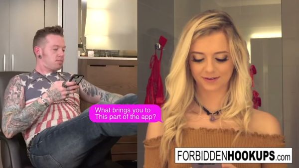 Blonde Riley rides her tattooed stepbrother in their sunlit backyard and takes his cumshot on her face on breastful.com