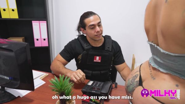 Brazilian beauty with big natural tits submits to the commissioner in a Milky Peru parody - Brazil - Peru on breastful.com