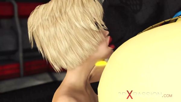Submissive blonde submits to sci-fi dominator in cartoonish pyramid fantasy on breastful.com