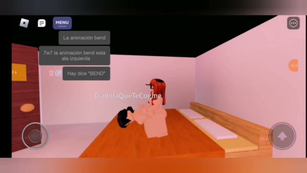 Red-haired avatar zLenn engages in virtual lesbian encounters in a stylized Roblox world on breastful.com