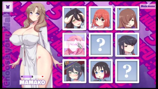 Succubus character teases in animated game parody with digital waifu interface on breastful.com