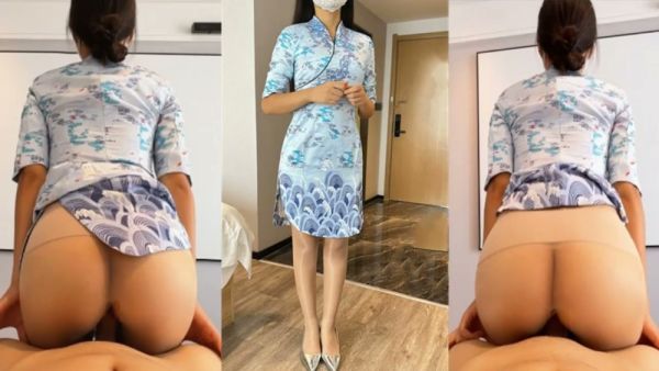 Young Chinese flight attendant cheats with passionate ride on top - China on breastful.com