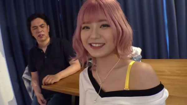 Pink-haired Asian girl gives a passionate handjob and deep oral in POV view - Japan on breastful.com
