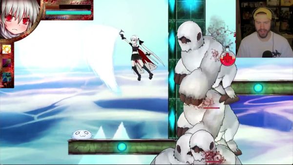 White-haired warrior girl captured and held by two green orcs in fantasy forest on breastful.com