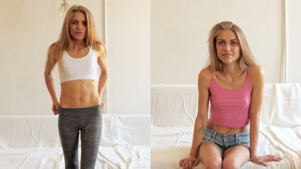 Petite blonde takes it deep in a steamy bedroom session on breastful.com