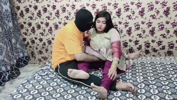 Chubby South Asian woman in traditional dress submits to masked man during pretend exam - India on breastful.com