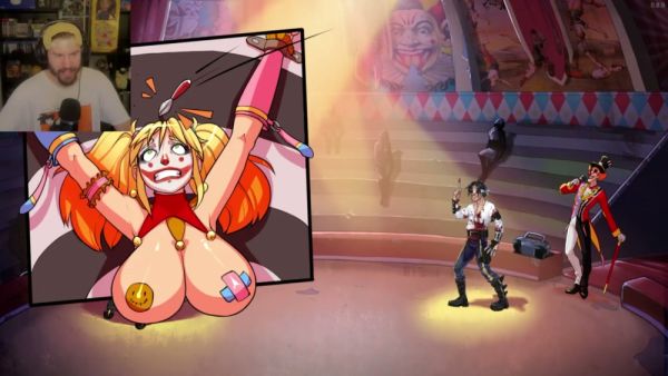 Blonde vixen takes double pleasure in a surreal hentai circus fantasy on breastful.com