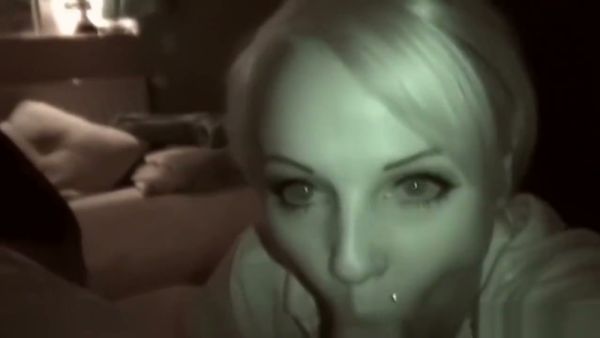 Amateur blonde gives a slow blowjob in green-tinted nightvision - Germany on breastful.com