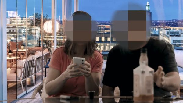 Brazilian-haired woman gives a spit-filled blowjob on a rooftop terrace on breastful.com