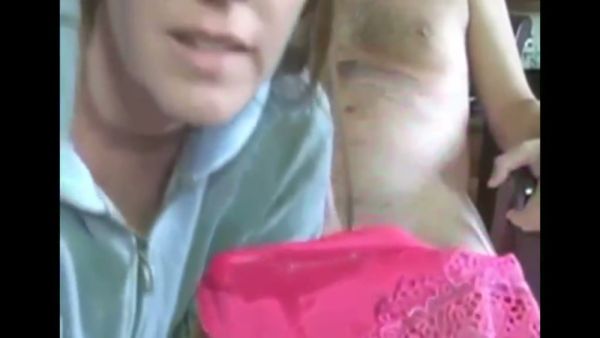MILF in green jacket gives blowjob with pink lace panties on breastful.com