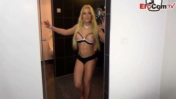 Skinny German blonde joins wild masked party gangbang with cumshot finish - Germany on breastful.com