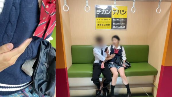 Uniformed Japanese student takes creampie on the subway with whispered pleas - Japan on breastful.com
