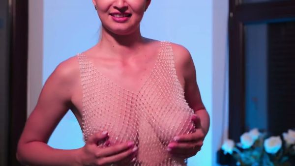 Skinny British beauty teases fans in sheer lingerie with natural tits on display - Britain on breastful.com