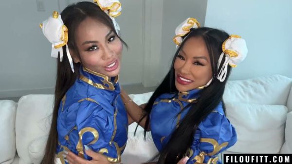 Petite curvy Asian women in Chinese costumes pleasure a muscular Brazilian man - China - Brazil on breastful.com