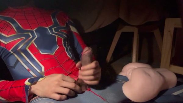 Thai man in Spider-Man costume explores his bare ass alone - Thailand on breastful.com