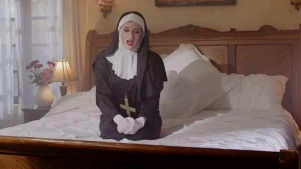 Curvy nun tempts you with anal sin in holy habit on breastful.com