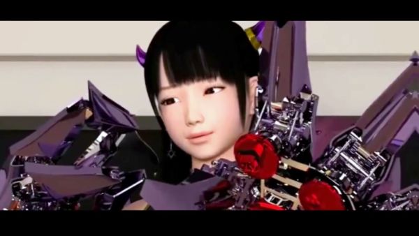 3D anime couple heat up a futuristic office with intense creampie sex on breastful.com