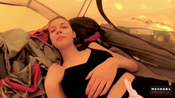 Petite brunette gives oral in a flimsy tent at a crowded Amsterdam campsite - Russia on breastful.com