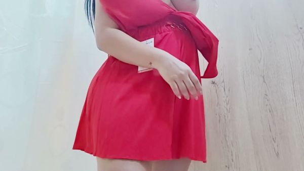 Voluptuous Latina mother-in-law changes clothes on camera in a private studio on breastful.com