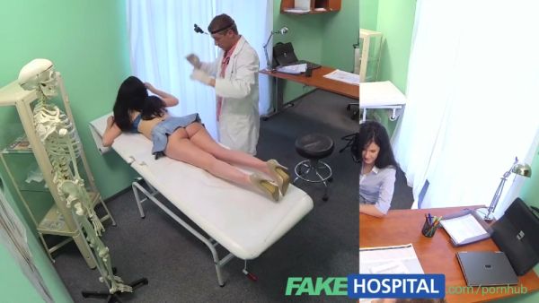 Doctor treats his patient with intense doggy style after examination on breastful.com
