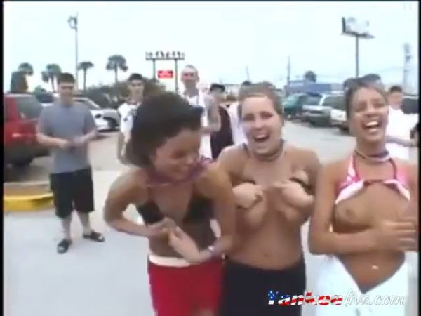 Women flash large breasts in public during outdoor lingerie session on breastful.com