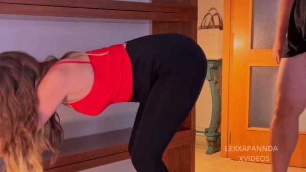 Petite blonde stepsister takes it hard on the staircase on breastful.com