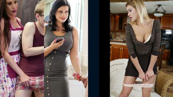 Voluptuous dark-haired woman caught in lesbian love triangle during intimate couch session on breastful.com