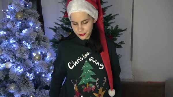 Serbian stepsister Anna gives a hot Christmas blowjob and takes double penetration with creampie on breastful.com